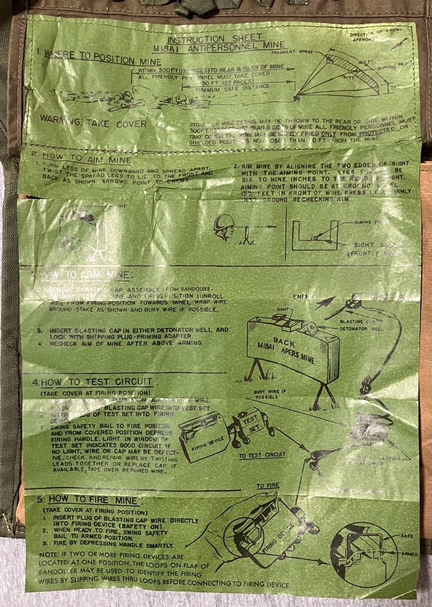 1970年代アメリカ軍対人地雷クレイモア用バッグ中古極上品