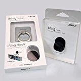 [正規代理店] AAUXX アイリング (全4色) [フック2個セット] iRing Hook スマホ タブレット用 スタンド 落下防止 (シルバー(UMS-IR01SV))