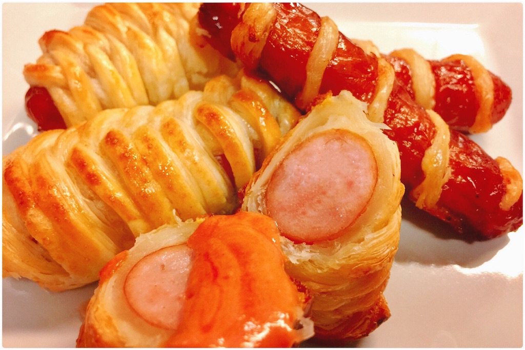 あらびきウインナーを巻いて編んでミニドッグパイを作りました