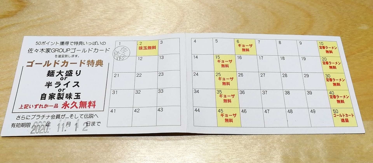 ラーメン佐々木家のスタンプカードが鬼w