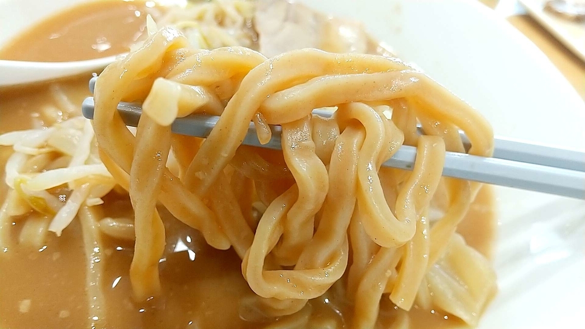 無鉄砲の豚そば、麺はしっかり二郎系を感じて美味しい！