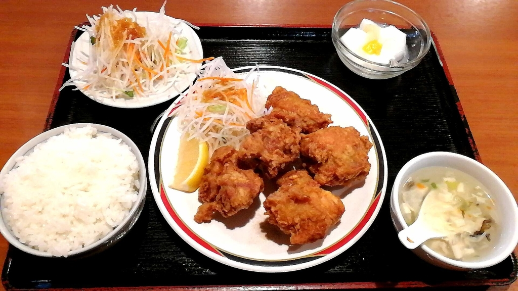 六順園の唐揚げランチ。この辺では一番安くて美味しい唐揚げ定食です!