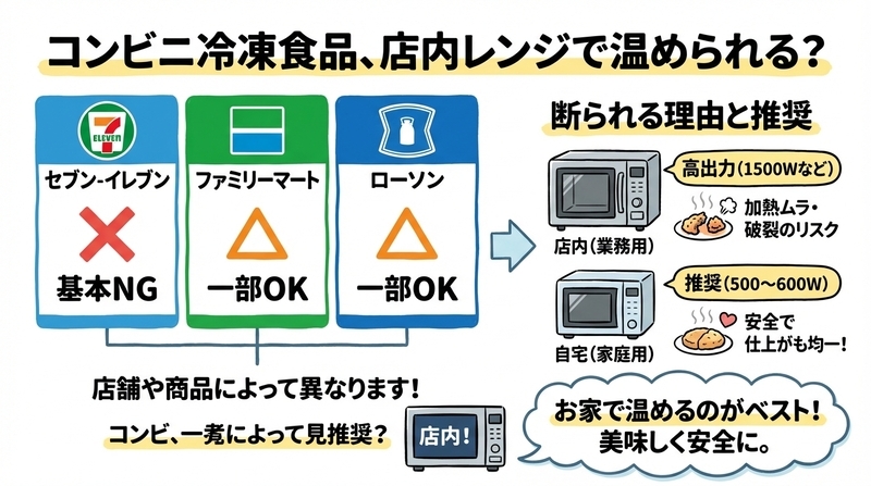 コンビニで買った冷凍食品は店内で温めてもらえる？