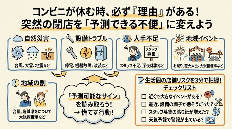 あなたの近所のコンビニも休む？チェックリストで現状把握