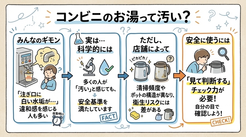 コンビニのお湯は本当に汚いのか？科学的根拠から導く結論