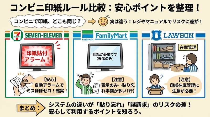 コンビニ別の印紙ルール徹底比較【セブン・ファミマ・ローソン】