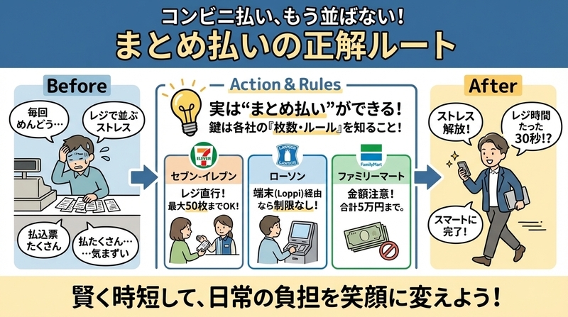 コンビニ支払いを一気に済ませるには？忙しい人の最短ルート - Igriの思索