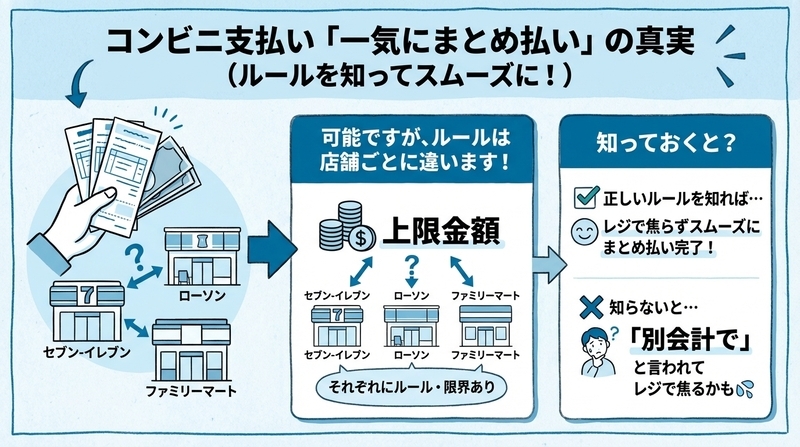 コンビニ支払いを「一気に」できるのか？基本ルールを徹底解説