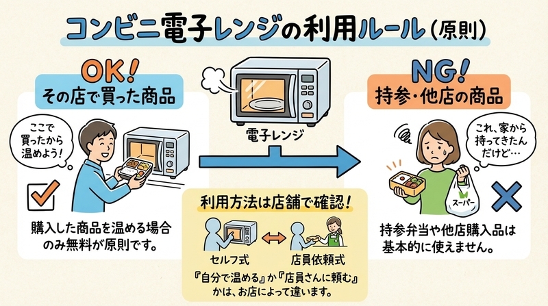 コンビニで電子レンジを借りるのはOK？基本ルールと利用可能なケース