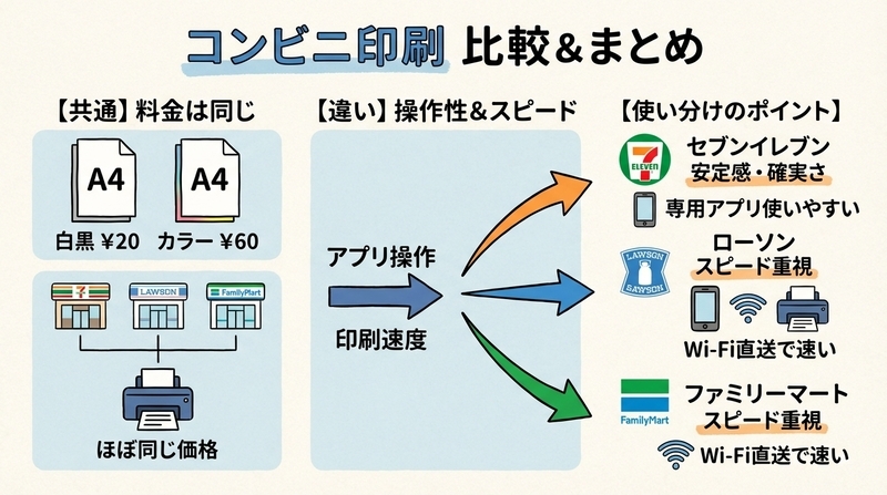 セブンイレブン・ローソン・ファミマの印刷手順と料金比較