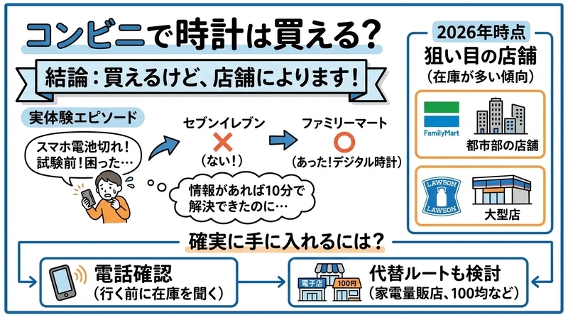 コンビニで時計は本当に売ってる？最新の実態を時短視点で解説