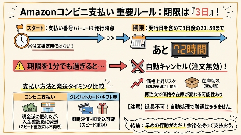 amazonコンビニ支払いはいつまで？3日ルールと忘れ防止策 - Kivaの雑記ログ