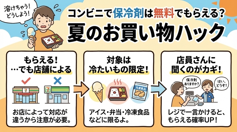 コンビニで保冷剤はもらえる?基本ルールと現状まとめ