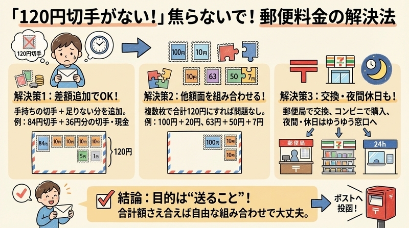 120円切手がないときの今すぐ使える代替方法5選