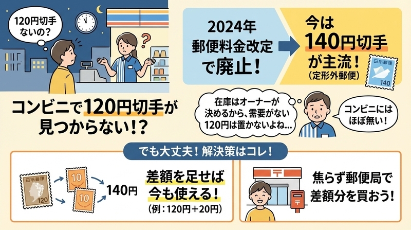 120円切手がコンビニにないのはなぜ？最新の販売状況と背景