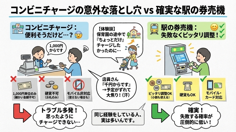 実際の体験談から見る「コンビニチャージの落とし穴」