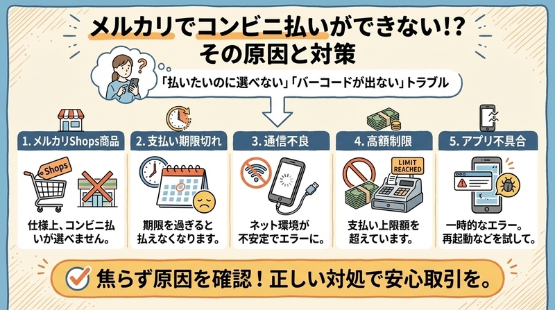 メルカリでコンビニ払いできない原因と解決法｜エラーの真相 - 暮らし