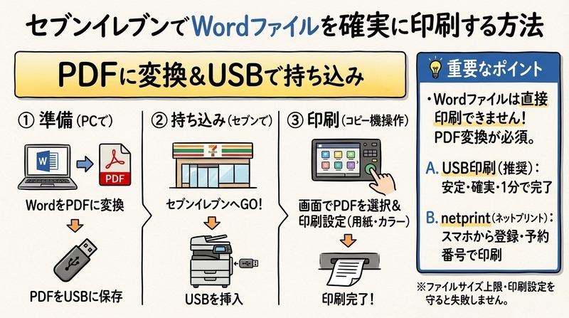 セブンイレブンでのWord印刷手順と注意点