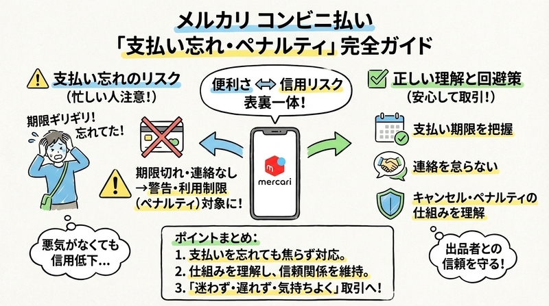 メルカリのコンビニ払いキャンセルペナルティ完全ガイド｜警告・制限