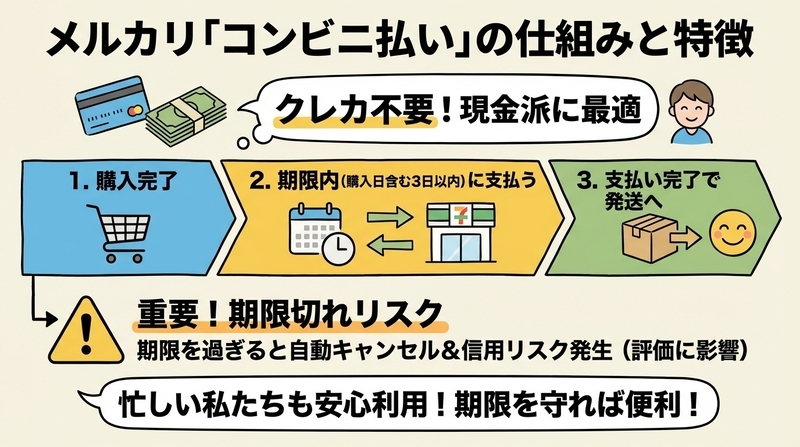 メルカリのコンビニ払いキャンセルペナルティ完全ガイド｜警告・制限