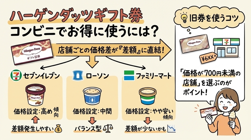 セブン・ファミマ・ローソン別「差額あり・なし」比較表