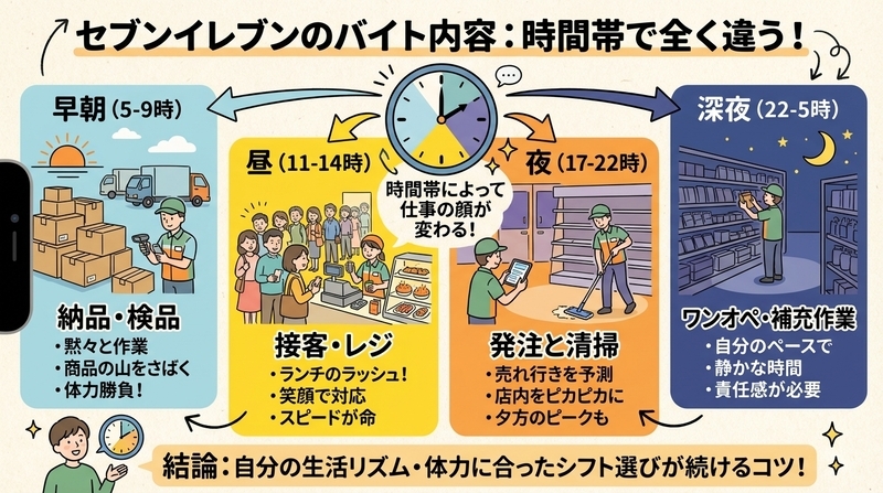 時間帯で変わる仕事内容と一日の流れ