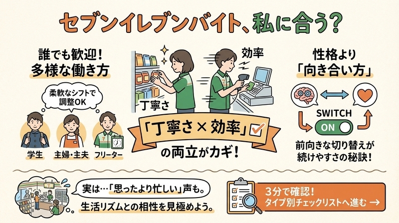 あなたに向いている？セブンイレブンバイト診断チェックリスト