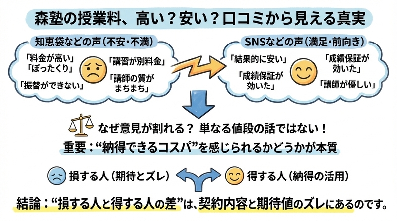 森塾の授業料は知恵袋やSNSでどう言われている？本音口コミを徹底分析