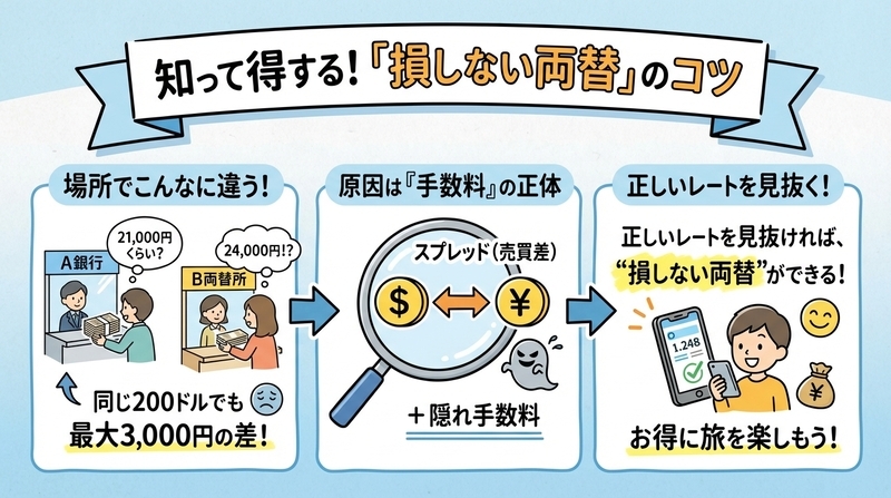 なぜ差が出る？200ドルを円に換える時の仕組みを深掘り