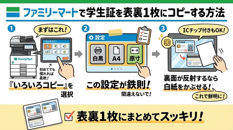 ファミリーマートでの学生証コピー手順と注意点