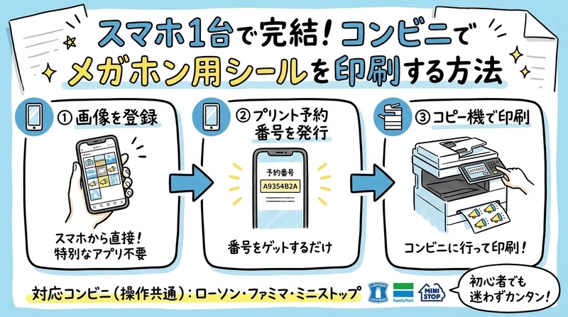 メガホンシールを印刷する手順【スマホだけで簡単】