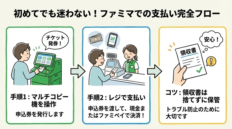 ファミマ店頭での支払い手順【マルチコピー機とレジ操作ガイド】