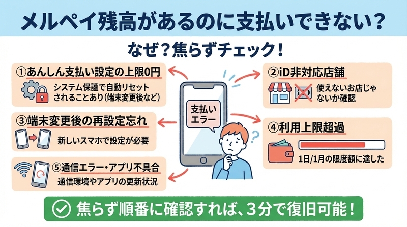 メルペイ残高があるのにコンビニで使えないのはなぜ?