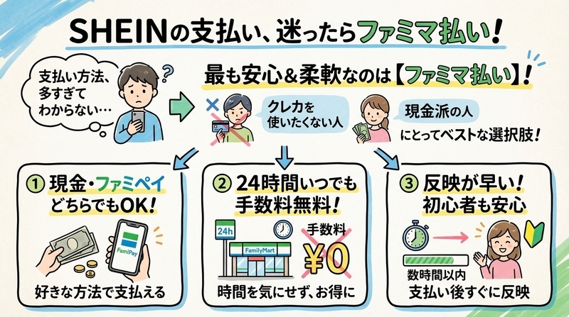 SHEINの支払い方法でファミマを選ぶメリットとは？