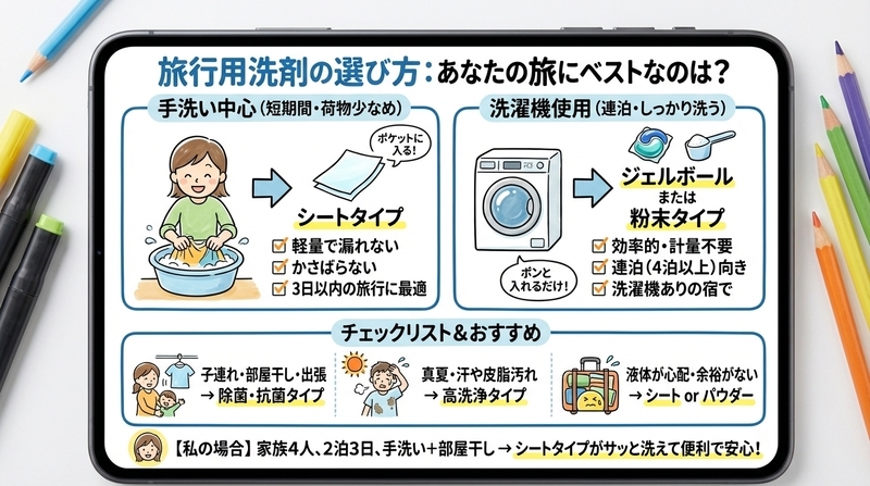 あなたに合う「旅行用洗剤タイプ」がわかる診断チェック