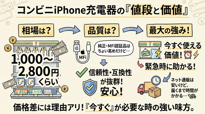 コンビニ充電器の値段相場と中身を徹底比較