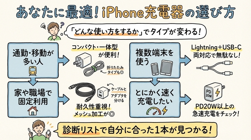 あなたに必要なのはどのタイプ？チェックリストで最適な充電器を診断