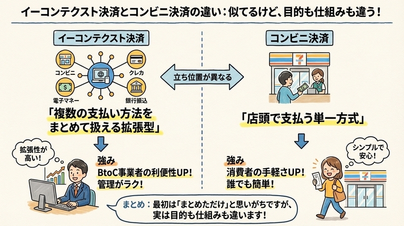 イーコンテクスト決済とコンビニ決済の違いを徹底比較