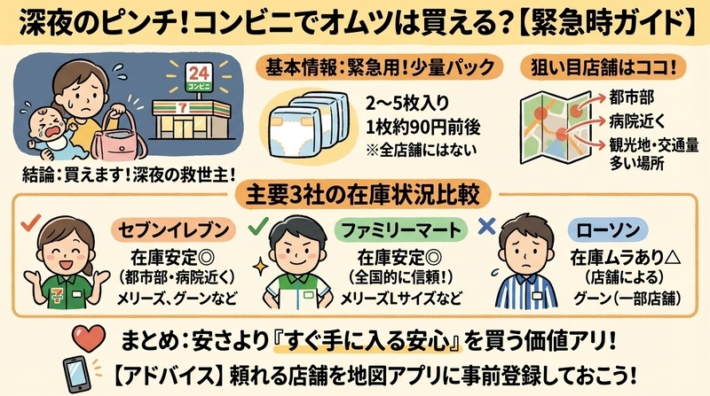 コンビニでオムツは本当に売ってる？【最短で知りたい結論】