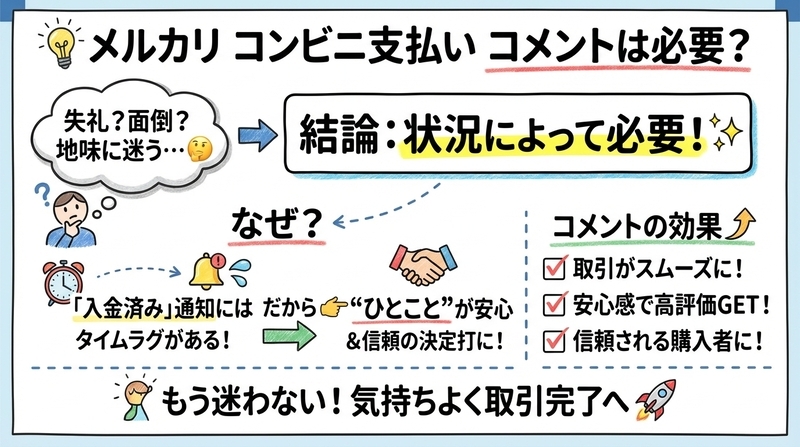 メルカリのコンビニ支払いでコメントは必要？マナーと例文ガイド 