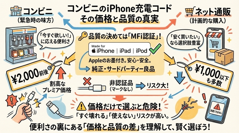 コンビニ充電コードの価格と品質を徹底比較