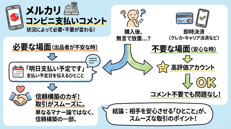 メルカリの「コンビニ支払いコメント」は“必要”なケースと“不要”なケースを見極めよう