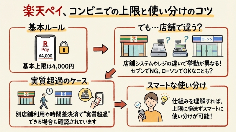 コンビニ別の楽天ペイ利用上限を徹底比較