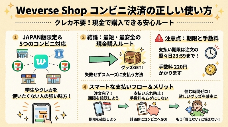 weverse shopコンビニ決済のすべて｜手数料と期限まとめ - Kivaの雑記ログ