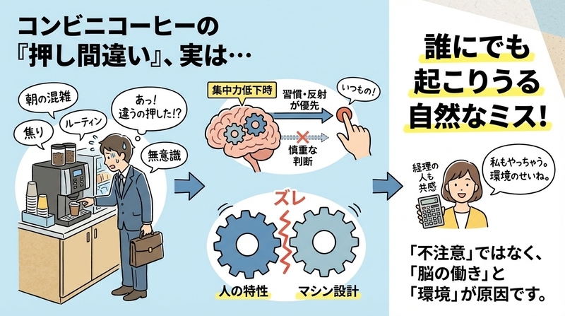 コンビニコーヒーを間違えて押してしまう原因とは？