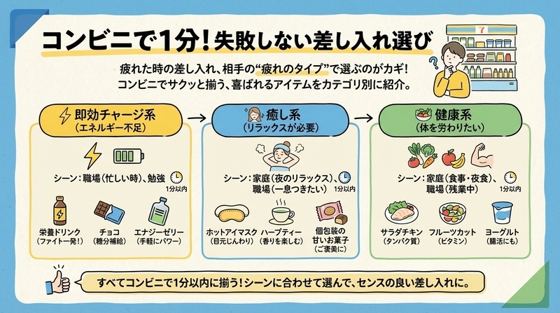 コンビニで買える！疲れた人に喜ばれるおすすめ差し入れ