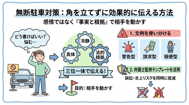 コンビニで使える無断駐車防止の張り紙文例テンプレート