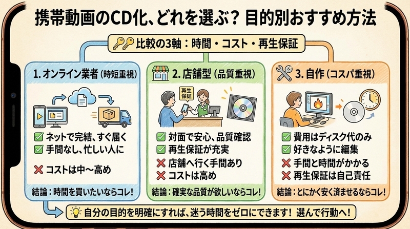 それぞれの方法の比較と選び方