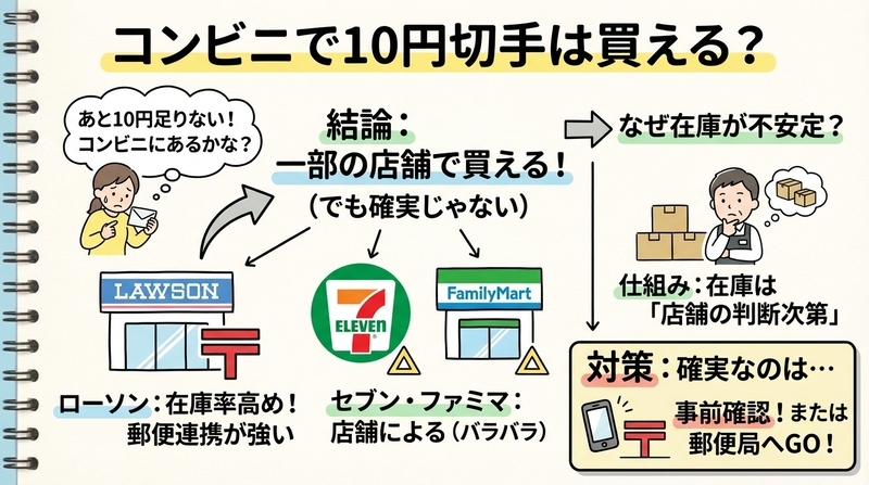 十円切手はコンビニで買える？基本情報を整理