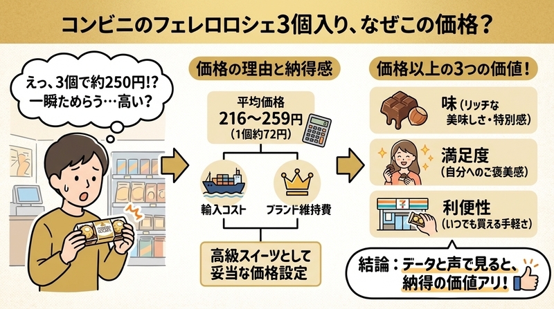 フェレロロシェ3個入りのコンビニ価格は高い？